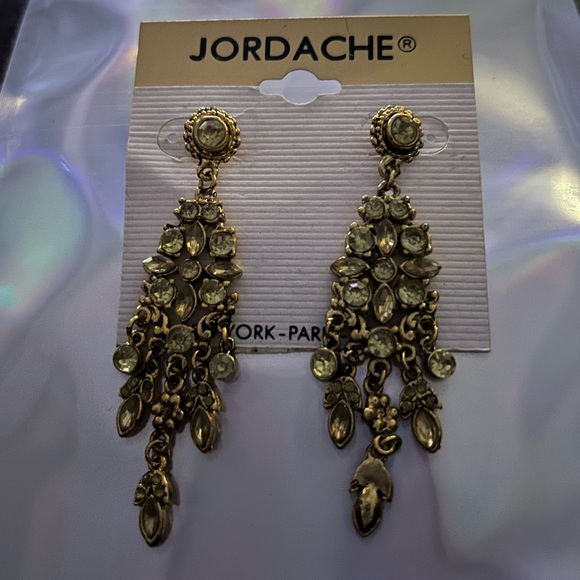 Vintage earrings Crystal rhinestone Bollywood body jewelry chain chandelier - Picture 2 of 3